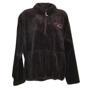 Oklahoma Sooners Plush Fleece Quarter Zip Pullover Black Women's Medium‎
